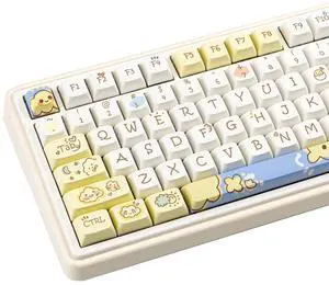 JOLINTAL Cute PBT Keycaps 139Keys, Kawaii Yellow Keycaps XDA Profile, Custom Dye-Sub Keycaps Cartoon Keycaps Set Fit for Cherry MX Mechanical Keyboard (Lovely Clouds)