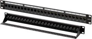 FGB 10Gbps Patch Panel 24 Port, Cat6 Keystone Patch Panel, 19" Rackmount or Wall Mount, 1U with Back Bar, Network Patch Panel for Gigabit Ethernet