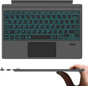 Wireless Keyboard Type Cover Trackpad Mouse Replacement for Microsoft Surface Pro 7 Pro 6 Pro 5 Pro 4 Pro 3 Bluetooth 7-Color LED Backlit Ultra-Slim Rechargeable Battery Multi-Touch
