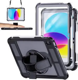 for iPad (A16) 11th Generation 2025 / 10th Generation 2022 Waterproof Case, [Built-in Screen Protector] [IP68 Waterproof] [Military Drop Proof] Heavy Duty Shockproof Protective Cover, Black