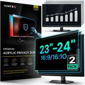 Universal 23"-24" - 23", 23.6", 23.8", 24" - 16:9/16:10 Aspect Ratio - 2 Pack - Computer Privacy Screen Filter for Widescreen Computer Monitors - 21.2"x13.4" = 541x342mm - Monitor Frame Hanging Type