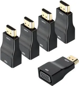 URELEGAN HDMI to VGA 5-Pack, HDMI to SVGA Adapter Converter (VGA 15 PIN) 1080P@60Hz Male to Female Cord for Computer, Desktop, Laptop, PC, Monitor, Projector, HDTV and More