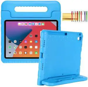 Kids Case for iPad Pro 12.9-inch (6th/5th/4th Gen) 2022/2021/2020, Techcircle [Support Pencil Charging] Convertible Handle Stand Lightweight EVA Foam Bumper Protective Rugged Child Proof Cover, Blue