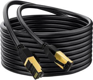 JOSTORT Cat 8 Ethernet Cable 35FT,Outdoor&Indoor Heavy Duty Direct Burial High Speed 26AWG Cat8 LAN Network Cable,40Gbps 2000Mhz Gold Plated RJ45 Patch Cord for Modem Router Gaming PC PS4/5/6 Xbox