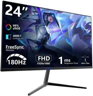 Sealan 24 inch Gaming Computer Monitor FHD 1920x1080 with 180Hz Refresh Rate AMD FreeSync Premium Display, Eye Care, HDMI 3ms MPRT - Ideal for Gaming & Entertainment