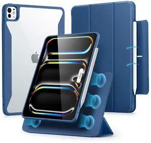 ESR for iPad Pro 11 Inch Case 2024 5th Gen (M4), iPad Pro 11 Case with Pencil Holder, Removable Magnetic Cover, Vertical Stand, Supports Pencil Pro and Pencil(USB-C), Rebound 360 Series, Navy Blue