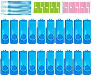 Nicepicten 16GB FAT32 USB Flash Drives 20 Pack 16 GB USB 2.0 Thumb Drive Memorias Zip Drive USB Memory Stick Pendrive Jump Drive Multipack for Data Backup, Blue 20Pack 16GB