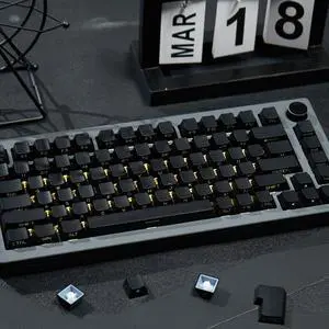 PBT Doubleshot Keycaps Backlit Black Key caps Set 131 Keys Cherry Profile Custom Side Printed Shine Through Keycap for Mechanical Gaming Keyboards(Only Keycaps)