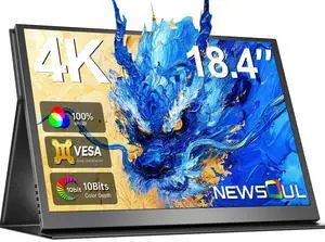 Newsoul 4K Portable Monitor 18.4" UHD 3840 * 2160 Laptop Monitor, 100% sRGB Large Portable Screen Built-in USB-C Mini HDMI with VESA & Cover Second Screen for Phone Game Console