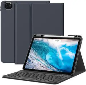 MoKo for New iPad Air 11 Inch Case with Keyboard 2025/2024 Released, Magic Detachable Folio Keyboard Cover with Pencil Holder for iPad Air 7th/6th/5th/4th Generation, Space Gray