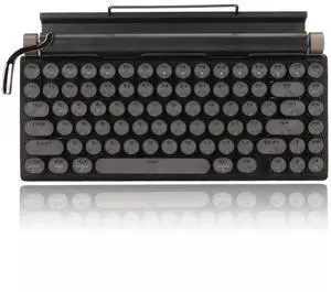 Retro Typewriter Keyboard, Typewriter Keyboard, RGB Retro Bluetooth Aesthetic Keyboard for PC Laptop Phone, Three Mode Connection (Black)