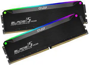 OLOy DDR5 RAM 32GB (2x16GB) Black Hairline Blade RGB 6400 MHz CL32 1.35V Gaming UDIMM (MD5U1664321BRKDA)