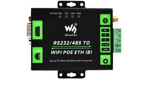 Waveshare Industrial Grade Serial Server RS232/485 to WiFi and Ethernet, Modbus Gateway, MQTT Gateway, Metal Case, Wail-Mount and Rail-Mount Support with POE Function