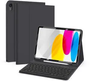 besky for iPad 11th 10th Generation Case with Keyboard - Detachable Bluetooth Keyboard Case with Pencil Holder for iPad 11-inch A16 2025 10th Gen 10.9 Inch 2022 (Black)