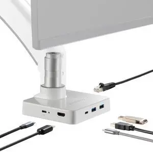 AceProAV 5 in 1 Multiport USB C Single Mount Dock for AVLT-DM42-1 and AVLT-DM40-1, USB-C Docking Station, HDMI 4K60Hz, USB-A 5Gbps, Ethernet, 100W PD - White