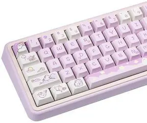 COOMICKEY PBT Keycaps 95 Keys Cute Cherry Profile Keycaps Dye-Sub Purple Bird Keycap Custom Keyboard Keycap Set for Cherry Gateron ANSI Layout MX Switches Mechanical Keyboards