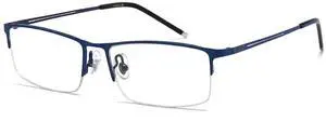 ANRRI Blue Light Glasses Mens Rectangle Semi Rimless Glasses Computer Gaming glasses for men Lightweight Titanium Blue Eyewear