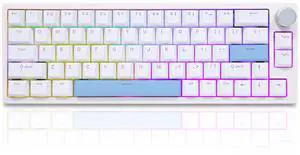 BOYI 66Pro Rapid Trigger Magnetic Switch 65% Mechanical Keyboard,Hall Effect Gasket-Mounted RGB HotSwap Hyper-Fast Adjustable Actuation Wired Compact Gaming Keyboard with Knob(White)
