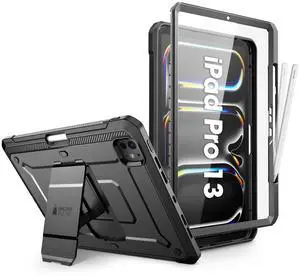 SUPCASE for iPad Pro 13 Inch Case M4 2024 7th Generation with Pencil Holder (Unicorn Beetle Pro), [Built-in Screen Protector & Stand] Full-Body Rugged Cover for iPad Pro 13 Inch M4 2024 7th Gen, Black