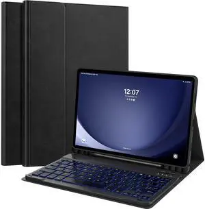 Moko for Galaxy Tab A9+ 11 inch Case with Keyboard - 7 Colors Backlit Magnetic Detachable Tablet Keyboard Cover - Galaxy Tab A9 Plus 11" 2023 Samsung Keyboard Case with Pen Holder Black
