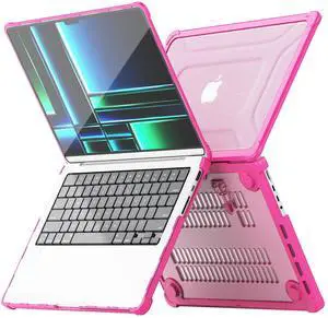 Batianda for New MacBook Pro 14 inch Case 2024 M4 2023 M3 with M2 M1 Pro Max Chip- Full Protection Anti-Collision Design Foldable Stand TPU Bumper - Durable Scratch-Resistant Conjointly, Pink