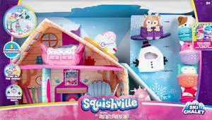 Squishville Ski Chalet Playset | Cozy Winter Fun | Includes 4 Squishmallows