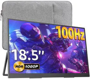 Upperizon Portable Monitor 18.5 inch 1080P FHD 100Hz 125% sRGB HDMI USB-C Large Portable Monitor for Laptop MacBook Xbox PS4/5, Travel Monitor with Kickstand, VESA Compatible
