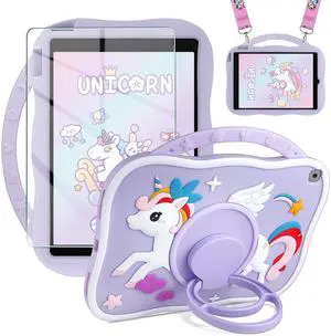 XNMOA Case for iPad 9th Generation 8th Generation 7th Generation 10.2 inch with Screen Protector iPad Strap 360° Rotating Kickstand Fully-Body Rugged Protective Case for iPad 2021/2020/2019 for Kids