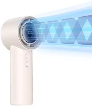 OTPEIR Portable Fan, Turbo Handheld with Adjustable Speed(1-100), 4000mAh Battery Rechargeable Personal Fan with Digital Dispay, Small for Travel/Sport/Camping (White)