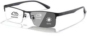 Cyxus Blue Light Glasses for Men Semi Rim Glasses Crystal Lens Rimless Computer UV Blocking Gaming Eyeglasses