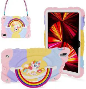 XZC Case for iPad (A16) 11th Generation 11 Inch 2025/ iPad 10th Generation 10.9 Inch 2022 Unicorn Heavy Duty Shockproof Rugged Cover with Built-in Stand/Strap (Rainbow)