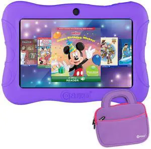 Contixo 7 Kids Tablet - V9 Android Tablet and Sleeve Bag Bundle with 50+ Disney Storybooks & Stickers (Value $200), 32GB, Dual Cameras, Parental Control, Perfect for Back to School, Purple