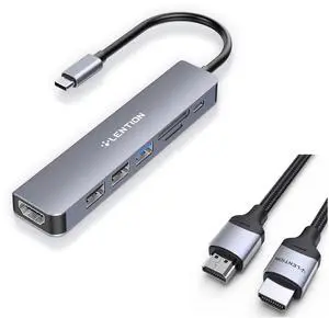 LENTION USB C Hub with 100W Charging, 4K & 8K HDMI, Dual Card Reader, USB 3.0 & 2.0, 3.3ft HDMI Cable, 48Gbps Ultra High Speed