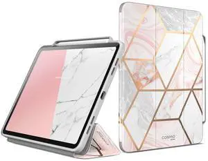 i-Blason Cosmo Case for New iPad Pro 12.9 Inch (2022 2021 2020 Release), Full-Body Trifold Stand Protective Case Smart Cover with Auto Sleep/Wake & Pencil Holder (Marble)