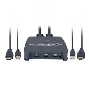 HDMI KVM Switch 1 Monitor 2 Computers,4K@60Hz KVM Switcher with 2 HDMI Cable and USB Ports for 2 Computers Share Keyboard Mouse Printer, Include Desktop Controller