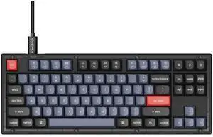 Keychron V3 TKL 80% Layout Custom Wired Mechanical Keyboard, 87 Keys RGB Backlight QMK/VIA Programmable Macro, Hot Swappable K Pro Brown Switch PBT Keycaps for Mac Windows (Frosted Black Translucent)
