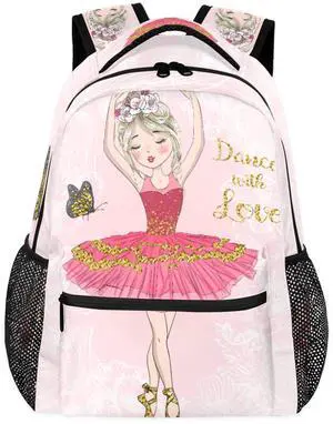 Backpacks Boys Girls, Cute Pink Ballet Girl Lightweight School Backpack Laptop College Bookbag, Travel Casual Daypack, Hiking Camping Computer Rucksack