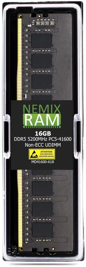 NEMIX RAM 16GB (1X16GB) DDR5 5200MHz PC5-41600 1Rx8 1.1V CL44 288-PIN Non-ECC Unbuffered UDIMM Desktop PC RAM Memory