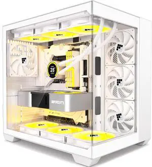 FOIFKIN F300 PC Case - Pre-Installed 4 No RGB Fan, ATX Mid-Tower Gaming PC Case, 270° Panoramic Glass with Type-C, FOIFKIN (White)