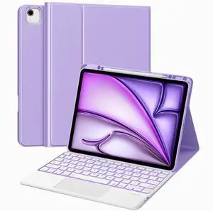 Keyboard Case for iPad Air 13 (M3, 2025/M2, 2024) & iPad Pro 12.9 inch 6th/5th/4th/3rd Generation - Wireless Bluetooth Backlit Keyboard with Multi-Touch Trackpad, Smart Folio Cover with Pencil Holder