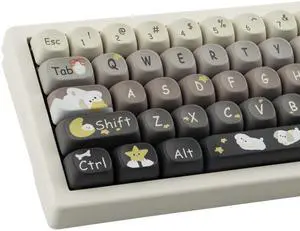 Tsungup PBT MOA Profile Keycaps,151 Keys Cute Daydreamer Custom Keycaps 60 75 Percent, Dye-Sub Grey White Keycap Set Key Caps Keyboard for Cherry Gateron MX Swithes Mechanical Keyboards