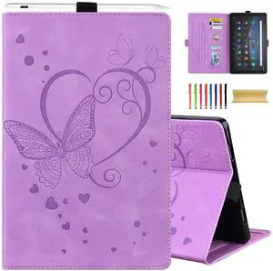 Dteck Case for All-New Amazon Fire HD 10 Tablet 13th Generation 2023 10.1", HD 10 & 10 Plus Tablet 11th Generation 2021 Cover,Multi-Angle Stand Slim Folio Shockproof Protective Wallet Case, Purple