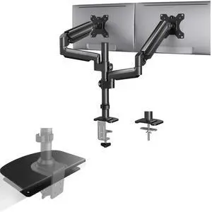 HUANUO Dual Monitor Mount up to 32 inches Screens, HUANUO Steel Monitor Mount Reinforcement Plate for Thin, Glass and Other Fragile Tabletop