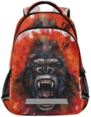 ALAZA King Kong Backpack Gorilla Tag Backpack for Boys Elementary School Bag Kids Bookbag Personalized Laptop Travel Daypack Students Rucksack