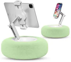 Viozon Tablet Stand Pillow, Compatible with 4.7"-13" Phone/Tablet, iPad, iPhone, Samsung, Google, Kindle, 360°Adjustable Phone Holder for Bed with Soft Plush Fabric, and Detachable Bowl, Green