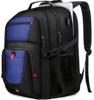 Z-MGKISS Large Travel Backpack for Men, TSA Flight Approved Business Backpack, USB Computer Bagpack Fits 17.3 Inch Laptop, Blue