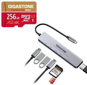 [SD/microSD Card Reader] GIGASTONE 7-in-1 USB C Hub 4K HDMI PD 100W Thunderbolt Docking Station