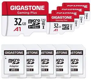 [Gigastone] Micro SD Card 32GB 5-Pack, Gaming Plus, MicroSDHC Memory Card for Nintendo-Switch, Wyze Cam, Roku, Full HD Video Recording, UHS-I U1 A1 Class 10, up to 90MB/s, with MicroSD to SD Adapter
