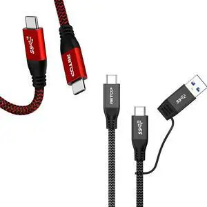 RIITOP USB C to USB C [5FT, 20Gbps]+ USB C to C with C-A Adapter [1FT]