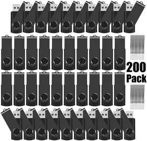EASTBULL USB Flash Drive Bulk 4GB 200 Pack with Lanyards USB 2.0 Thumb Drive Bulk Memory Stick Swivel Pen Drive for Storage and Backup 4GB 200 Pack